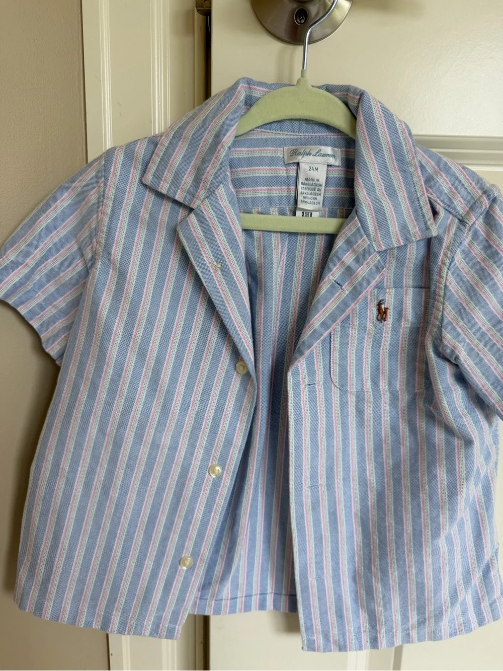 Ralph Lauren Pink & Light Blue Striped Baby Short Set